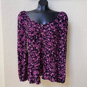 NWT MICHAEL KORS Smocked Peplum Long Sleeve Top